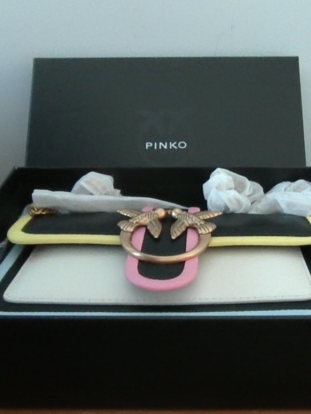 Pinko Leather Multi Color Crossbody Bag, Small with gold chain - Picture 2 of 5